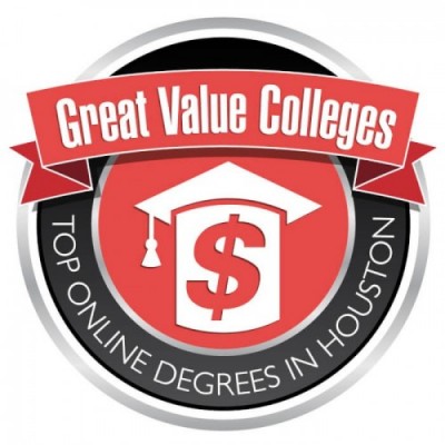 Badge for top online degrees in houston by great value colleges
