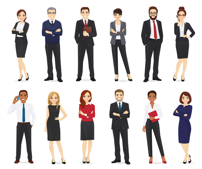 illustration of different people in business attire