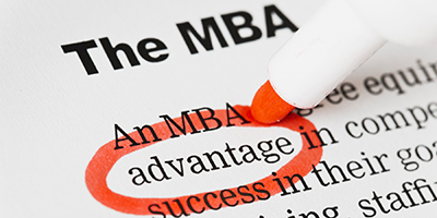 Snapshot of The MBA with the word advantage circled in a red marker