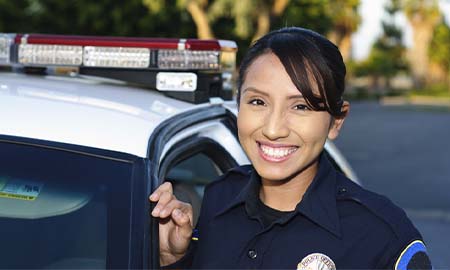 Police officer smiling at