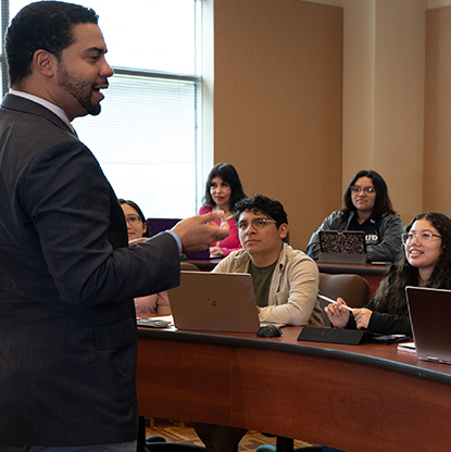 classroom presentation with students