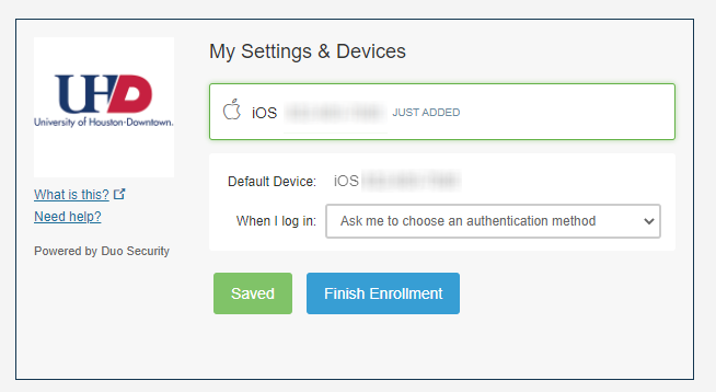 Duo Enrollment Screenshot