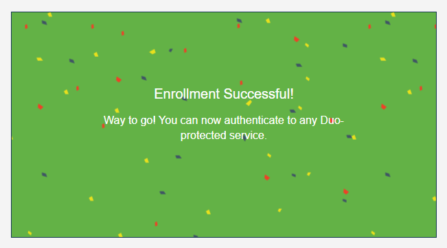 Duo Enrollment Finishing Screenshot
