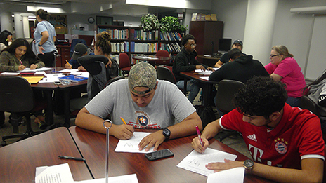 Students in the UHD tutoring center
