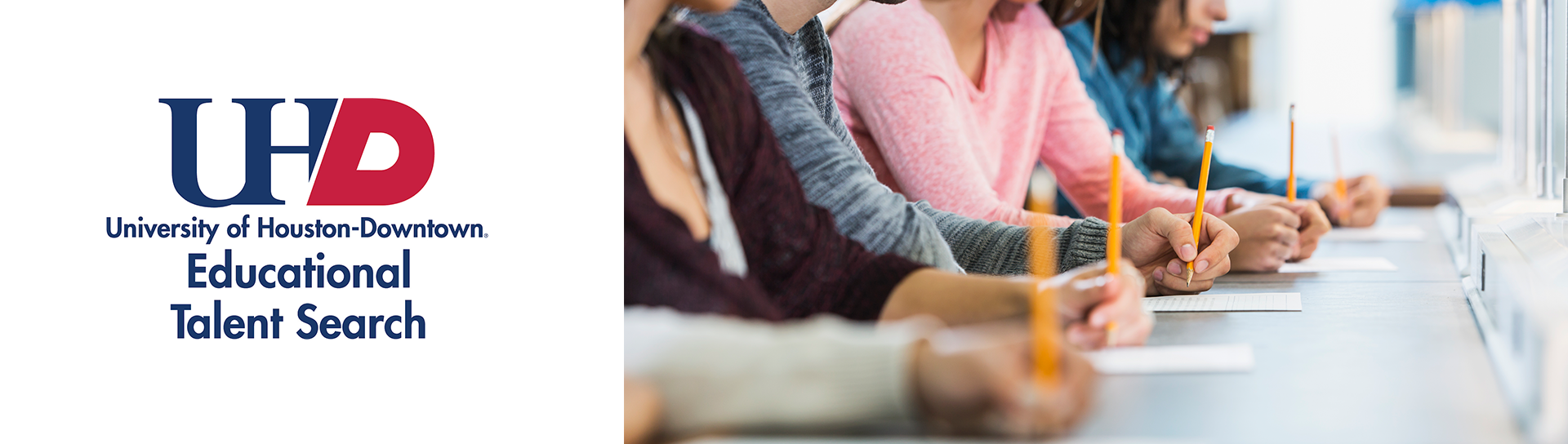 Banner image- photo of students taking a test