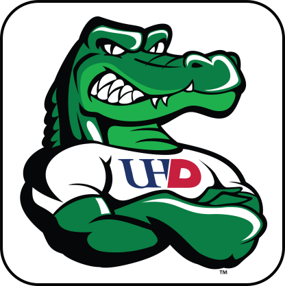 Gator with UHD shirt on. Gator's arms are crossed.